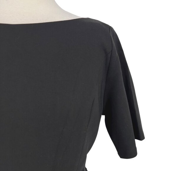 ModCloth Black Belted Sheath Dress Short Sleeve Size Large - Picture 3 of 10